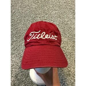 Titleist Tropper Golf Club Red Cotton Dad Hat Adjustable Strap Mens